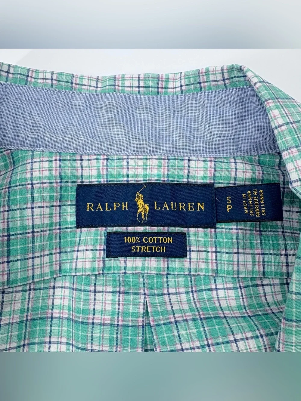 Polo Ralph Lauren Men’s Green White Long Sleeve Plaid Button Down Shirt
